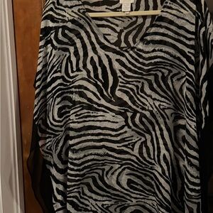 Chico's Black and Gray Animal Print Blouse